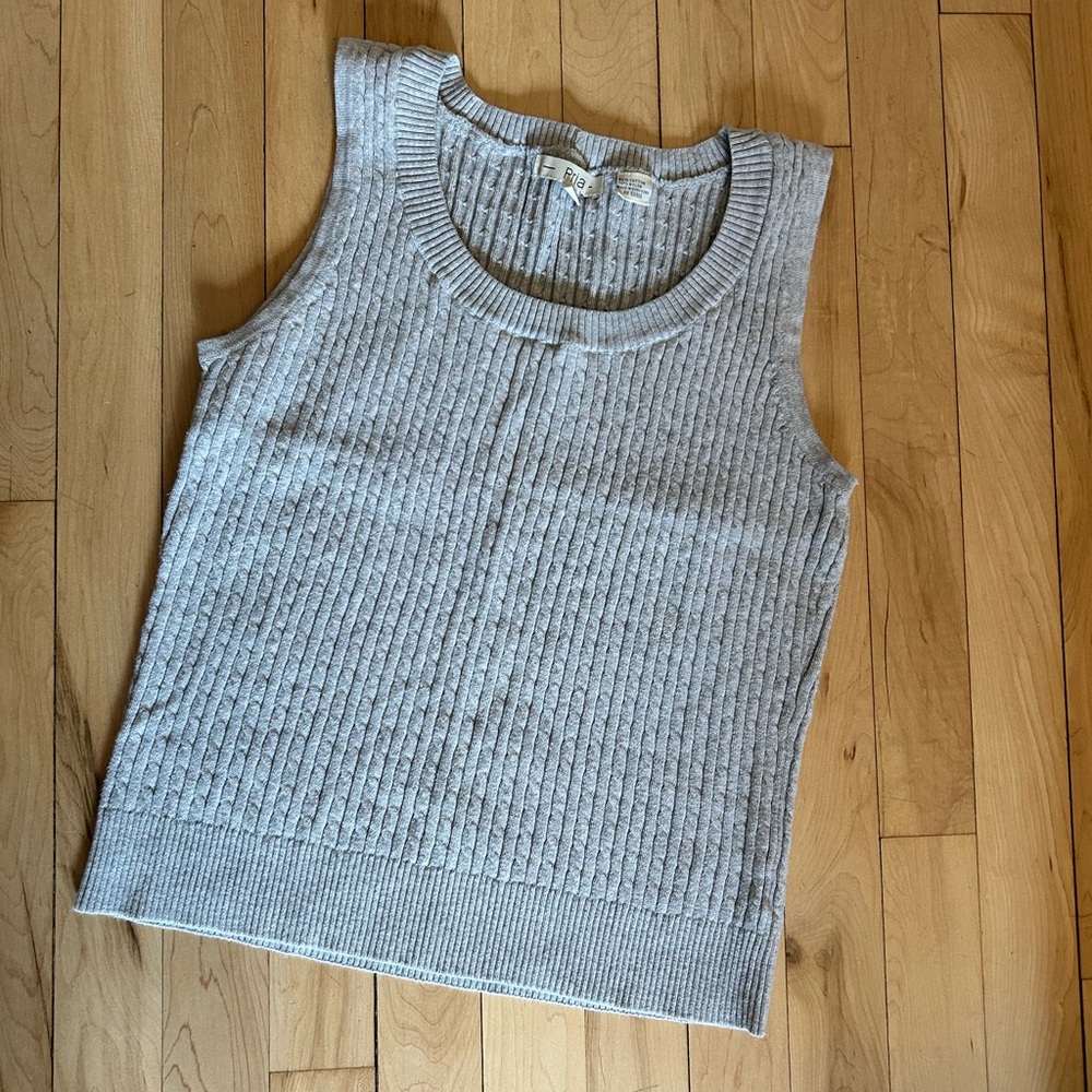 Gray Cable Knit Sleeveless Top